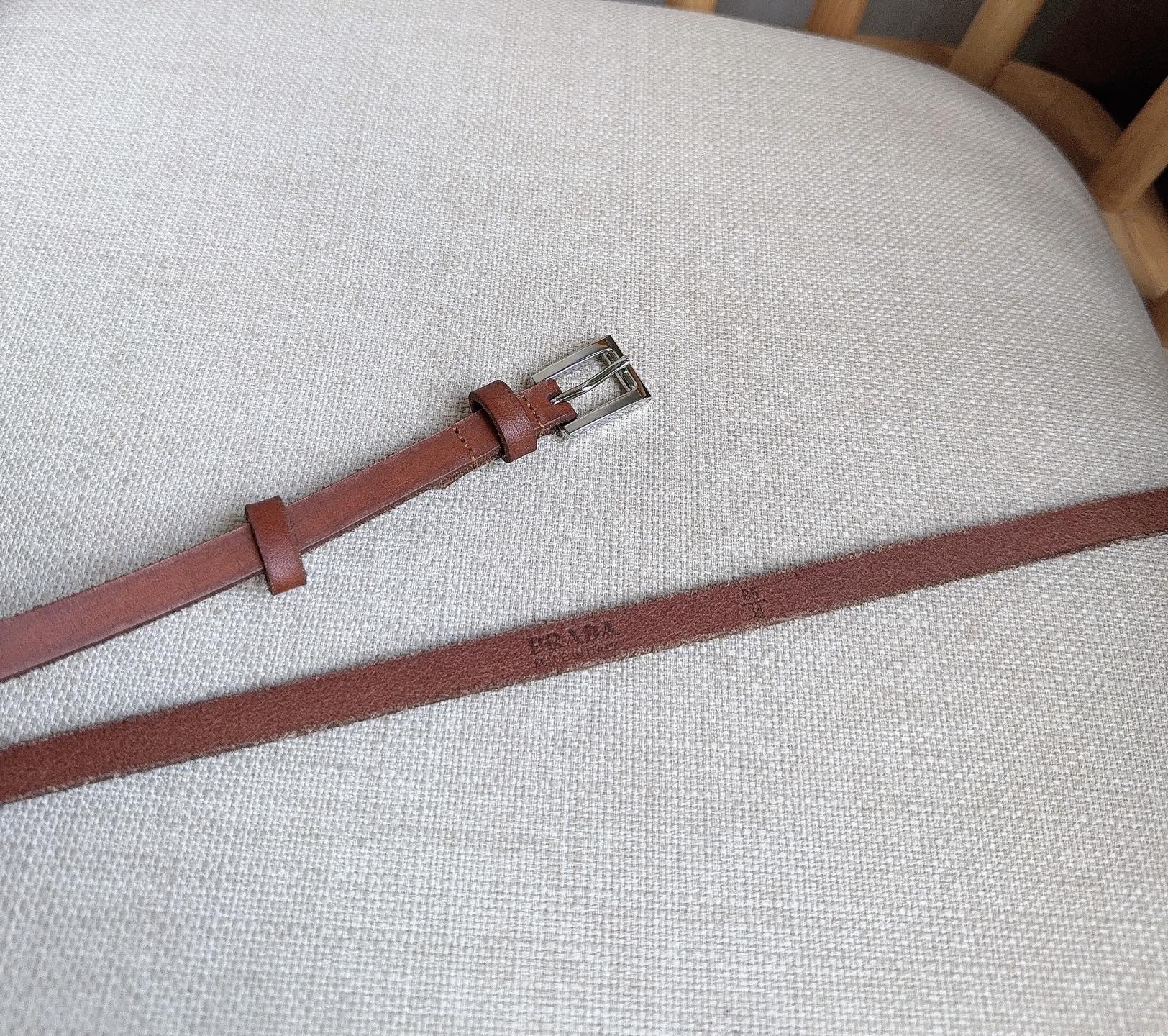 PRADA 25S BELT 10 MM IN REDDISH BROWN CALFSKIN 598370