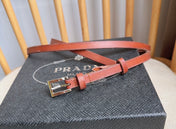 PRADA 25S BELT 10 MM IN REDDISH BROWN CALFSKIN 598370