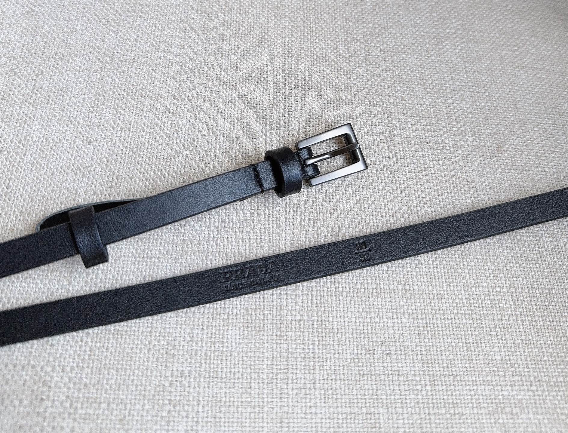 PRADA 25S BELT 10 MM IN BLACK CALFSKIN 598371
