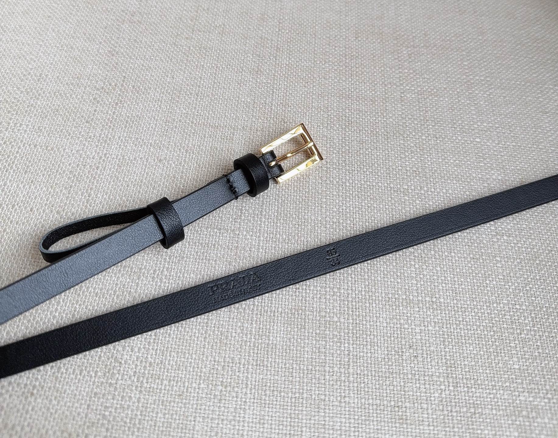 PRADA 25S BELT 10 MM IN BLACK CALFSKIN 598372