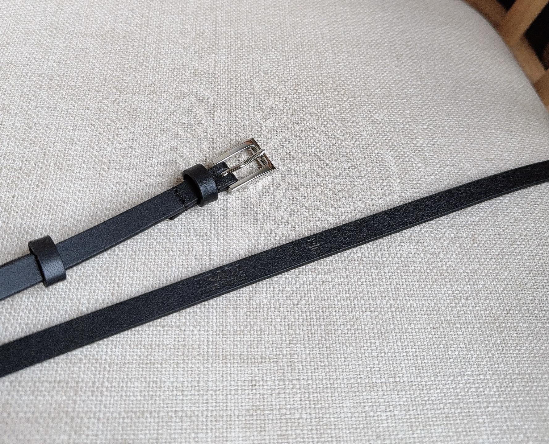 PRADA 25S BELT 10 MM IN BLACK CALFSKIN 598373