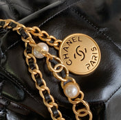 CC MINI 20 BAG IN BLACK SHINNY CALFSKIN WITH GOLD METAL