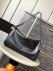 CHANEL 25S HOBO BAG 30 CM IN BLACK SMOOTH CALFSKIN