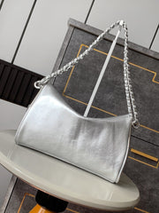 CHANEL 25S HOBO BAG 30 CM IN SILVER SMOOTH CALFSKIN