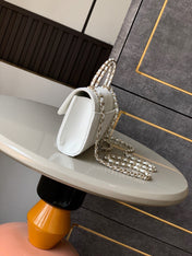 CHANEL 25S KELLY BAG 18 IN WHITE CAVIAR LEATHER WITH GOLD HARDWARE