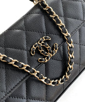 CHANEL 25S KELLY BAG 18 IN BLACK CAVIAR LEATHER WITH GOLD HARDWARE