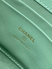 CHANEL 25S KELLY BAG 18 IN LIGHT GREEN CAVIAR LEATHER WITH GOLD HARDWARE