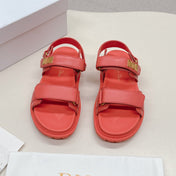DIOR BACK-STRAP SANDALS 25S IN STRAWBERRY PINK CALFSKIN WITH GOLD HARDWARE