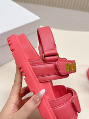 DIOR BACK-STRAP SANDALS 25S IN STRAWBERRY PINK CALFSKIN WITH GOLD HARDWARE
