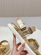 DIOR BACK-STRAP SANDALS 25S IN GOLD CALFSKIN WITH GOLD HARDWARE