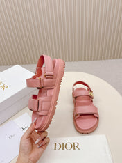 DIOR BACK-STRAP SANDALS 25S IN PEACHY PINK CALFSKIN WITH GOLD HARDWARE