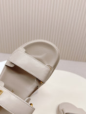 DIOR BACK-STRAP SANDALS 25S IN LIGHT BEIGE CALFSKIN WITH GOLD HARDWARE