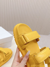 DIOR BACK-STRAP SANDALS 25S IN YELLOW CALFSKIN WITH GOLD HARDWARE