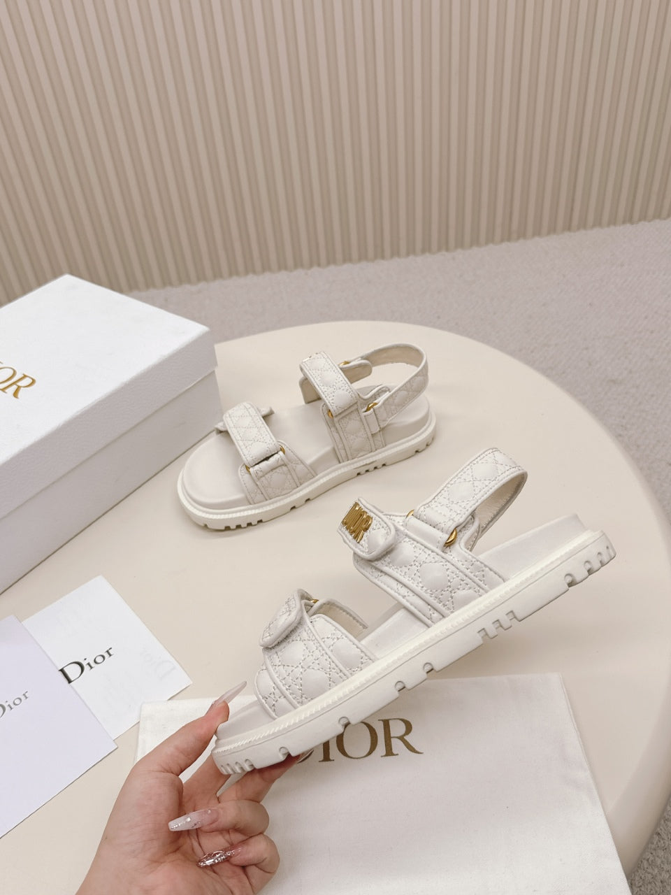 DIOR BACK-STRAP SANDALS 25S IN CREAM WHITE CALFSKIN