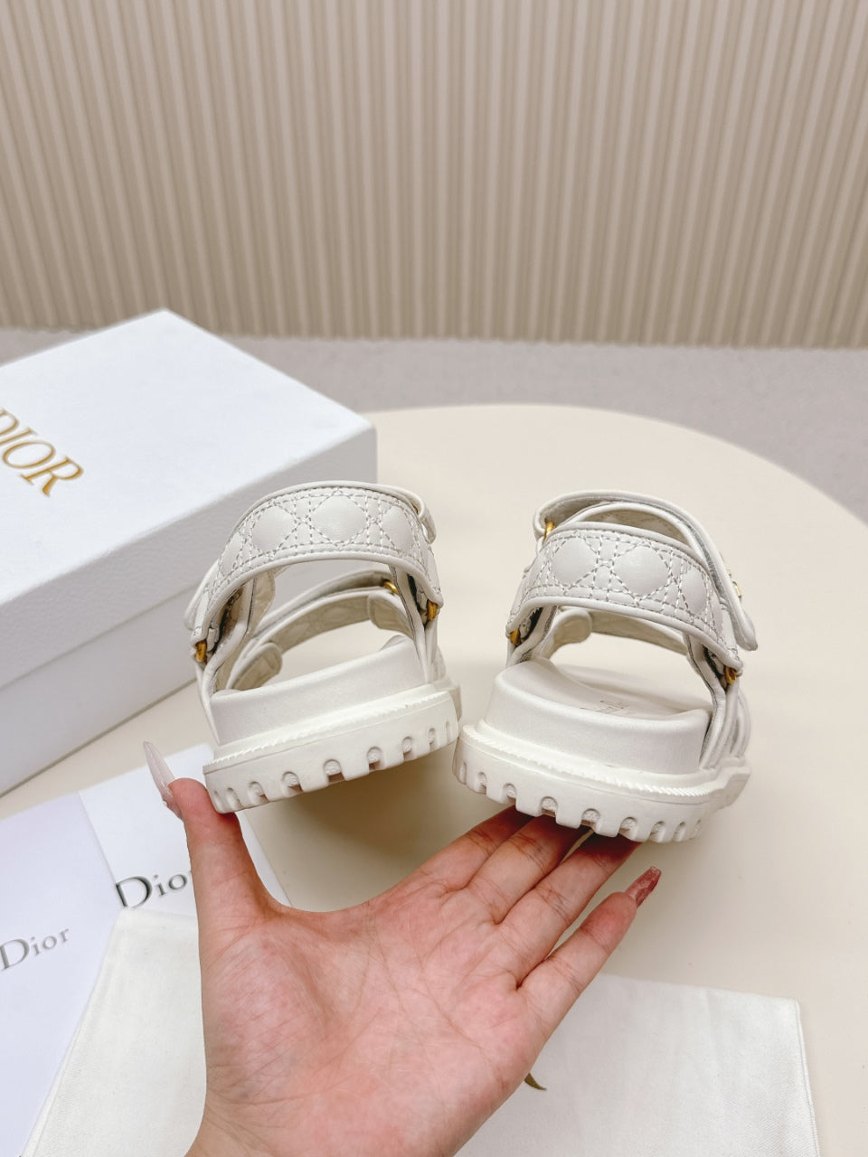 DIOR BACK-STRAP SANDALS 25S IN CREAM WHITE CALFSKIN