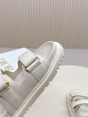 DIOR CLASSIC DOUBLE-STRAP SLIDES 25S IN CREAM WHITE CALFSKIN