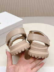 DIOR BACK-STRAP SANDALS 25S IN BEIGE CALFSKIN WITH GOLD HARDWARE