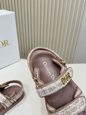 DIOR BACK-STRAP SANDALS 25S IN DEEP MAUVE BROWN TWEED AND CALFSKIN