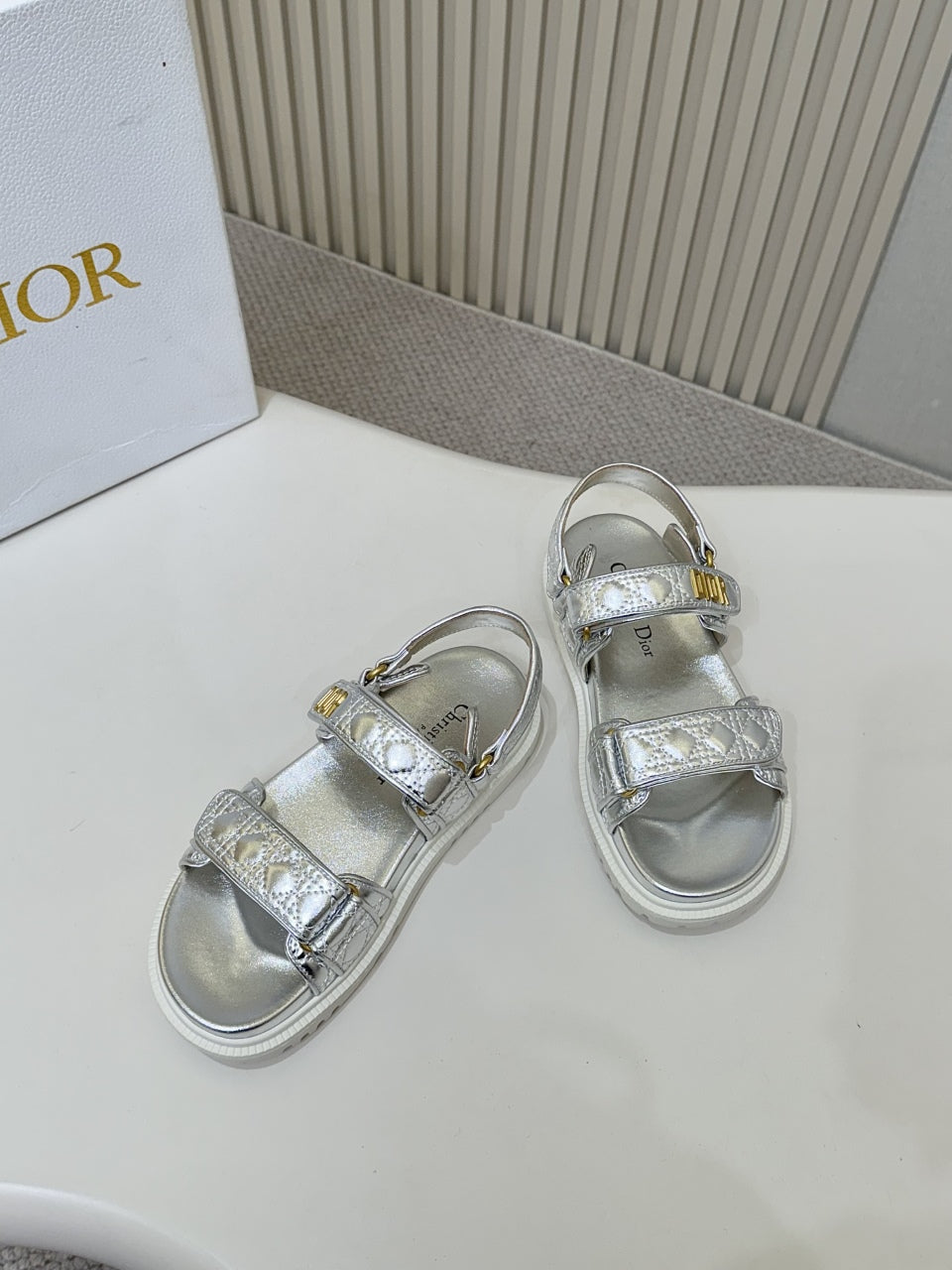 DIOR BACK-STRAP SANDALS 25S IN SILVER CALFSKIN