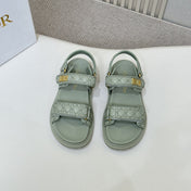DIOR BACK-STRAP SANDALS 25S IN PALE TEAL GRAY CALFSKIN