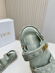 DIOR BACK-STRAP SANDALS 25S IN PALE TEAL GRAY CALFSKIN