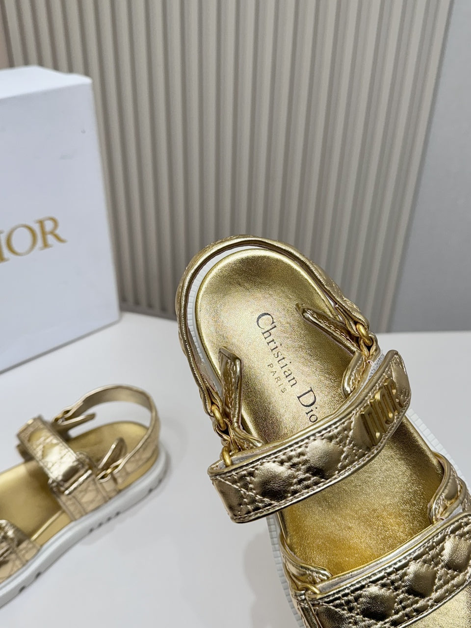 DIOR BACK-STRAP SANDALS 25S IN GOLD CALFSKIN