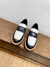 PRA CHOCOLATE LOAFERS BLACK AND WHITE CALFSKIN