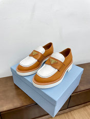 PRA CHOCOLATE LOAFERS WHITE AND BRONZE CALFSKIN