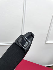 BELLE VIVIER SOCK LACQUERED BUCKLE ANKLE BOOTS IN BLACK PATENT CALFSKIN SOCK UPPER FABRIC