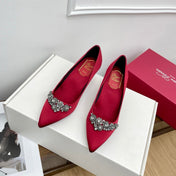 EFFLORESCENCE PUMPS IN RED GLITTER FABRIC