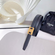 CL MEDIUM 25MM REVERSIBLE FRAMED TRIOMPHE BELT BLACK CALFSKIN GOLD HARDWARE