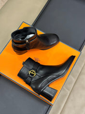 JILL 60 ANKLE BOOT IN BLACK CALFSKIN