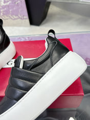 PUFFY LEATHER LOW TOP SNEAKERS IN BLACK LAMBSKIN