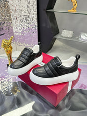 PUFFY LEATHER LOW TOP SNEAKERS IN BLACK LAMBSKIN