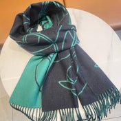 CASAQUE ENTRELACS EQUESTRES 190 CM SCARF IN PERSLAN GREEN CASHMERE