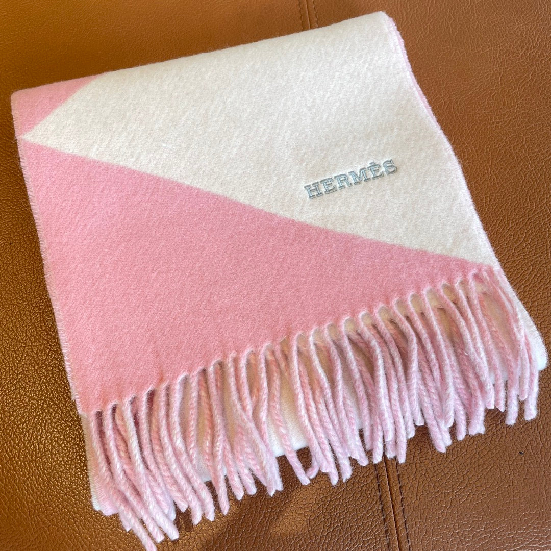 SCARF 150 CM IN BABY PINK MIX WHITE CASHMERE