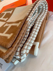 TIGRE BAYADERE BLANAVALON III THROW BLANKET IN CAMEL BROWN CASHMERE 407143