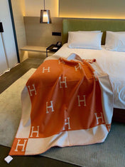 TIGRE BAYADERE BLANAVALON III THROW BLANKET IN SPANISH ORANGE CASHMERE 407145