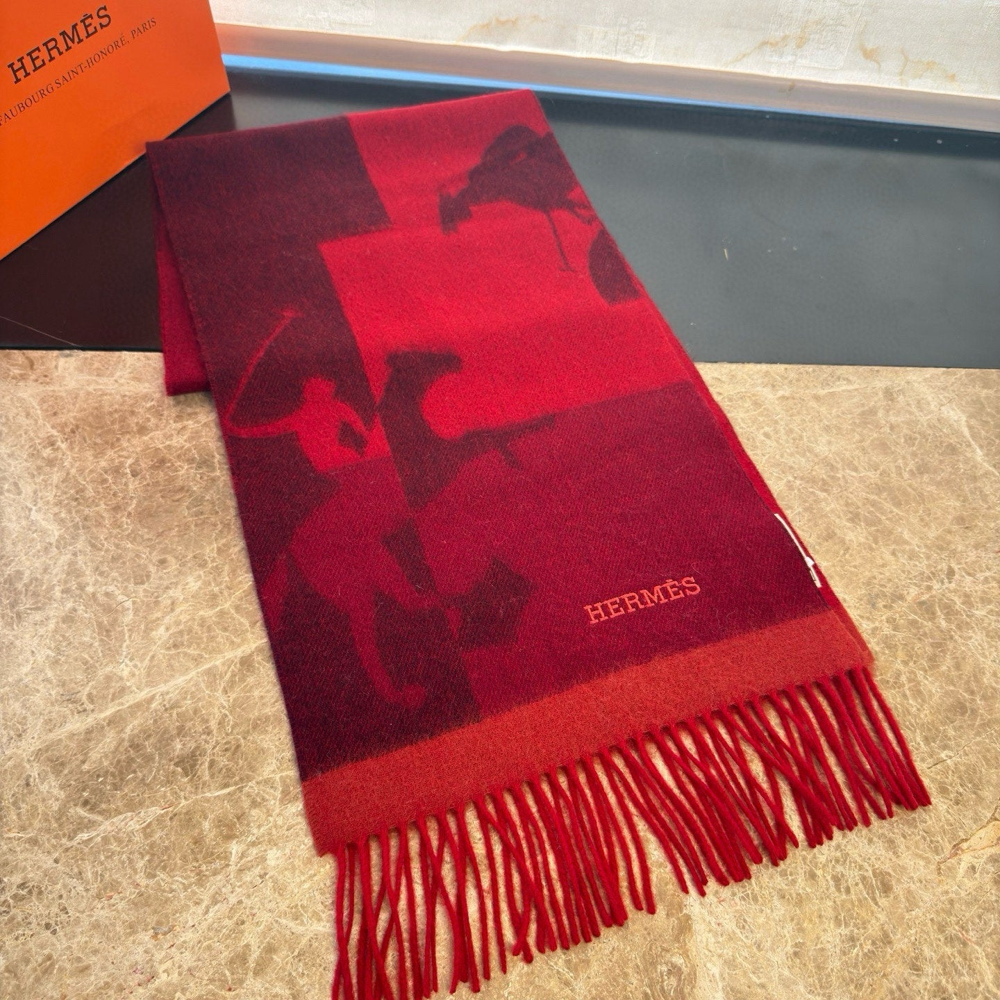 HERMES 25S SCARF 170 IN CASHMERE 854665