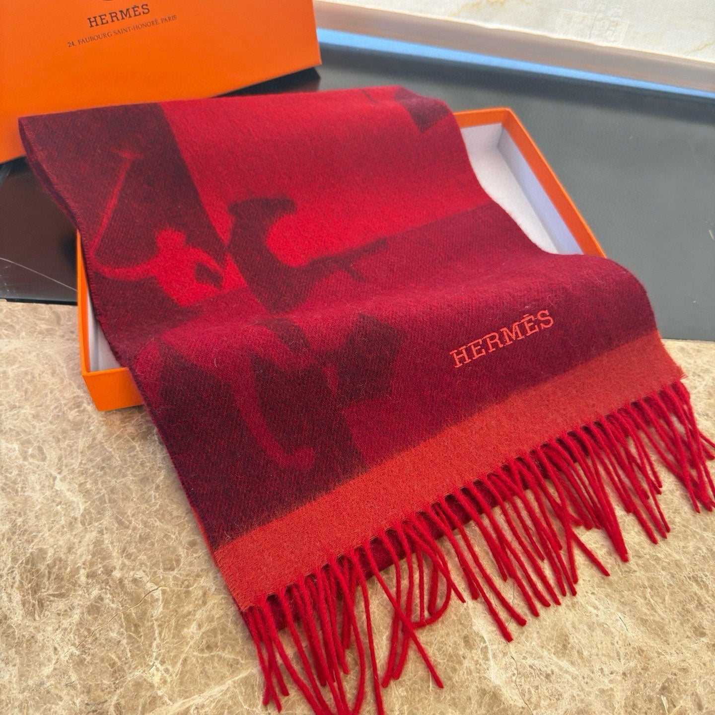 HERMES 25S SCARF 170 IN CASHMERE 854665