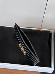 CELINE 25S CARD HOLDER TRIOMPHE LOGO 11 IN BLACK CALFSKIN GOLD HARDWARE