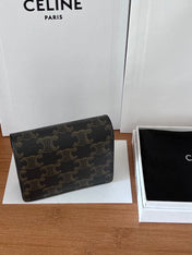 CELINE 25S BUSINESS CARD HOLDER 10 IN TRIOPMHE CANVAS AND CALFSKIN