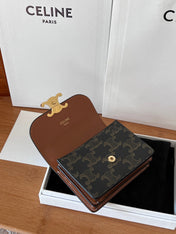 CELINE 25S BUSINESS CARD HOLDER 10 IN TRIOPMHE CANVAS AND CALFSKIN