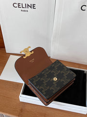 CELINE 25S BUSINESS CARD HOLDER 10 IN TRIOPMHE CANVAS AND CALFSKIN
