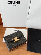 CELINE 25S BUSINESS CARD HOLDER 10 IN TRIOPMHE CANVAS AND CALFSKIN
