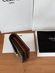 CELINE 25S BUSINESS CARD HOLDER 10 IN TRIOPMHE CANVAS AND CALFSKIN