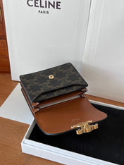 CELINE 25S BUSINESS CARD HOLDER 10 IN TRIOPMHE CANVAS AND CALFSKIN