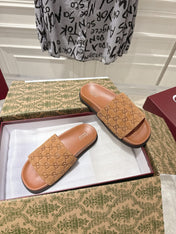 GG SLIDES IN BURNT ORANGE SUEDE WITH EMBOSSED LOGO STYLE 5