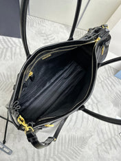 TOTE BAG WITH BELT 42 IN BLACK OIL WAX LAMBSKIN GOLD HARDWARE