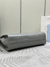 PRADA 25S BONNIE LARGE HANDBAG 38 IN GRAY GLOSSY CALFSKIN GOLD HARDWRE